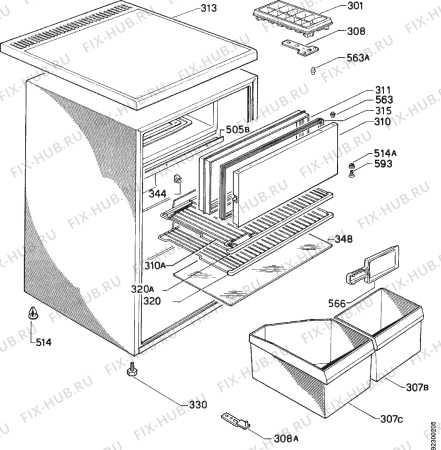 Взрыв-схема холодильника Zanussi Z9163TRM - Схема узла Housing 001