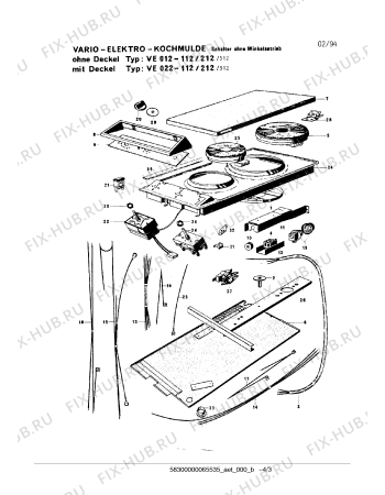 Взрыв-схема плиты (духовки) Gaggenau VE012112 - Схема узла 03