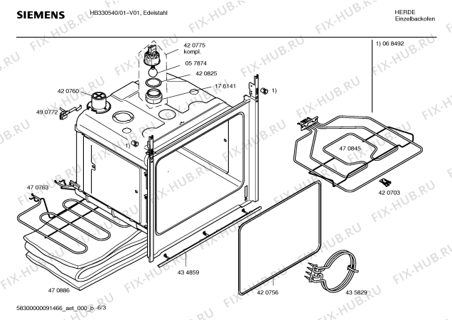 Взрыв-схема плиты (духовки) Siemens HB330540 - Схема узла 03