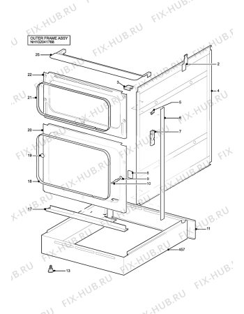 Взрыв-схема плиты (духовки) Tricity Bendix SB462B - Схема узла H10 Outer Frame
