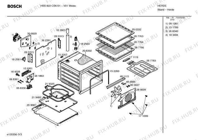 Схема №3 HSS822CSK с изображением Инструкция по эксплуатации для плиты (духовки) Bosch 00588110