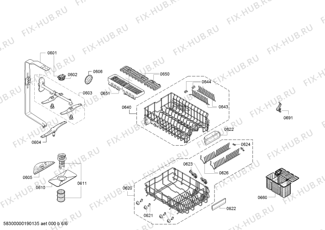 Взрыв-схема посудомоечной машины Bosch SPS53M88EU Super Silence - Схема узла 06