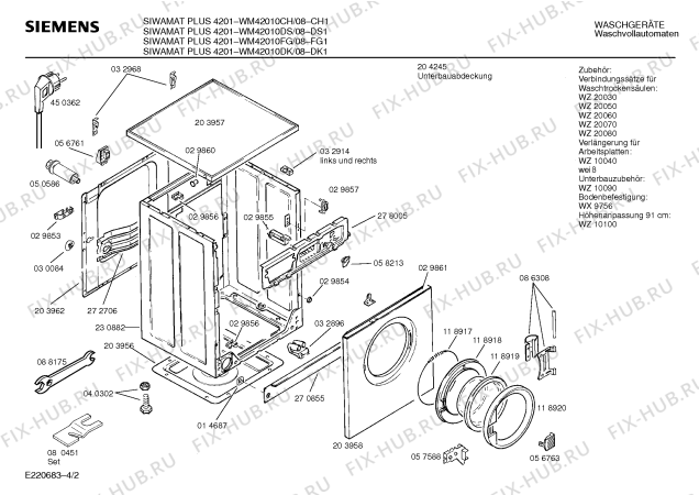 Взрыв-схема стиральной машины Siemens WM42010DK SIWAMAT PLUS 4201 - Схема узла 02