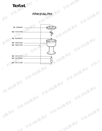 Взрыв-схема кухонного комбайна Tefal FP4121AL/701 - Схема узла 1P003780.1P4