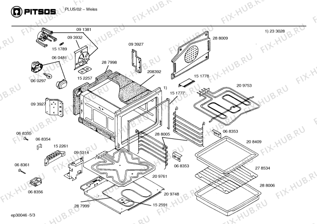 Взрыв-схема плиты (духовки) Pitsos PLUS - Схема узла 03