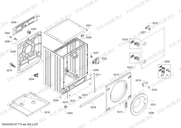 Взрыв-схема стиральной машины Bosch WKD24361EE, 7/4 kg - Схема узла 02