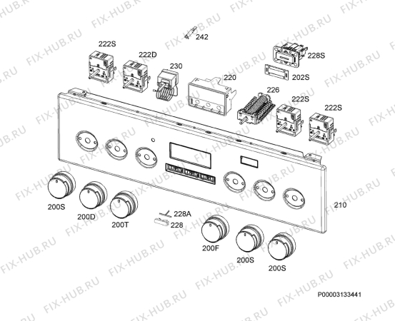 Взрыв-схема плиты (духовки) Electrolux EKC954907X - Схема узла Command panel 037