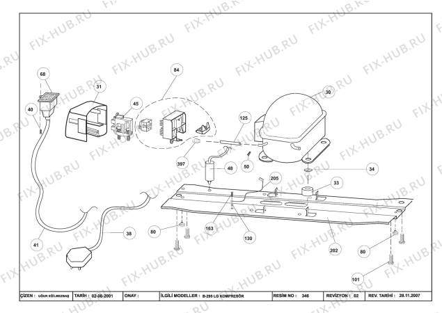 Схема №1 BEKO FRN 2960 HCB (6194487184) с изображением Электролиния для холодильной камеры Beko 4132401200