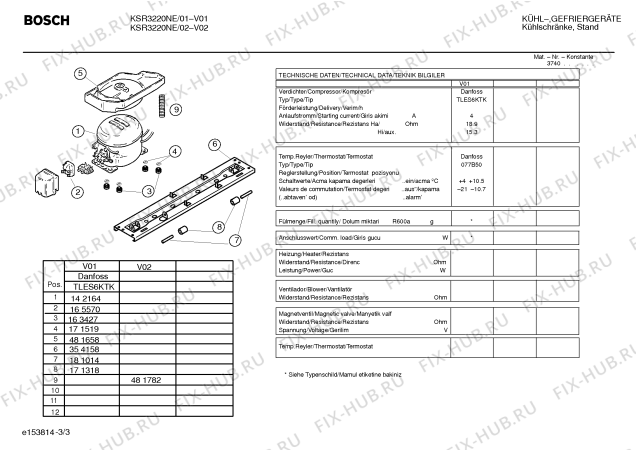 Схема №3 KSR3220NE с изображением Инструкция по эксплуатации для холодильника Bosch 00528857