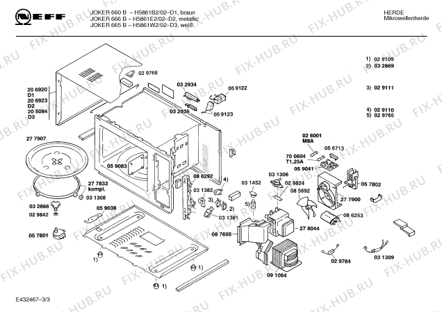 Схема №2 H5861E2 JOKER 666 B с изображением Шарнир для микроволновки Bosch 00059044