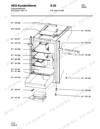 Взрыв-схема холодильника Aeg S1542-4 E - Схема узла Housing 001