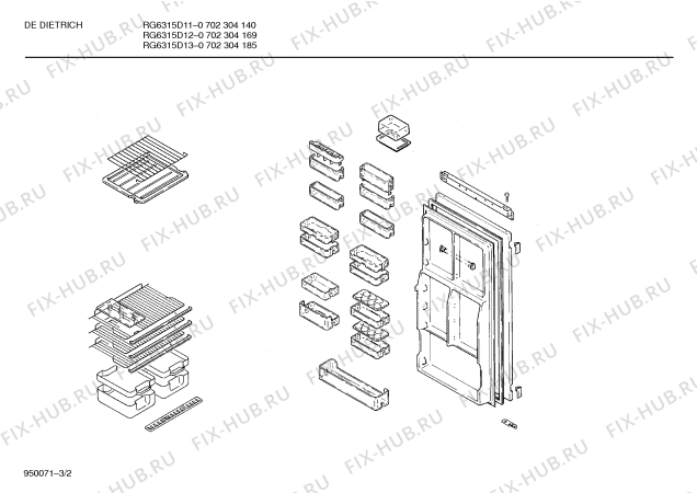 Схема №1 KICDD11FF RG6315D13 с изображением Контейнер для холодильной камеры Bosch 00087204