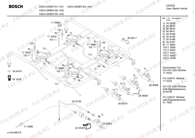 Схема №2 HSG142NBY, Bosch с изображением Инструкция по эксплуатации для плиты (духовки) Bosch 00500282