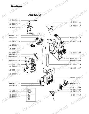 Взрыв-схема микроволновой печи Moulinex AD902L(0) - Схема узла 8P002362.4P2