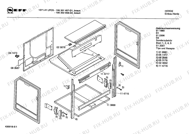 Схема №4 195302058 1071.41LPCS с изображением Панель для электропечи Bosch 00115607