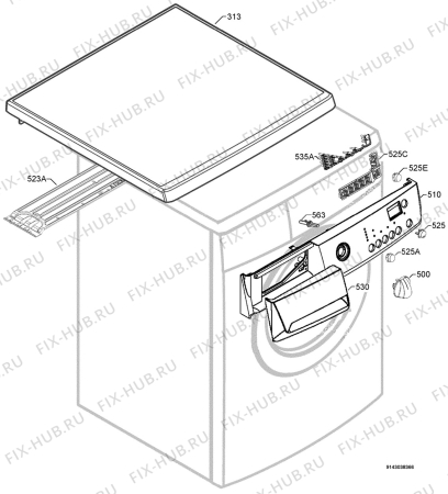 Взрыв-схема стиральной машины Wyss MENAGE6250 - Схема узла Command panel 037