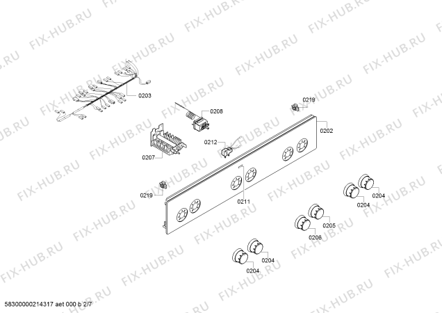 Взрыв-схема плиты (духовки) Bosch HXA050D21N - Схема узла 02