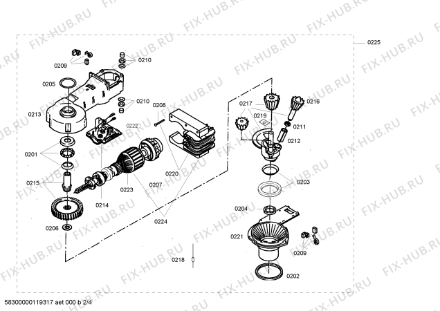Взрыв-схема кухонного комбайна Bosch MUM48R1 - Схема узла 02