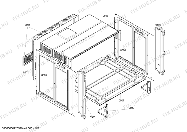 Взрыв-схема плиты (духовки) Bosch HBN34R551S - Схема узла 05