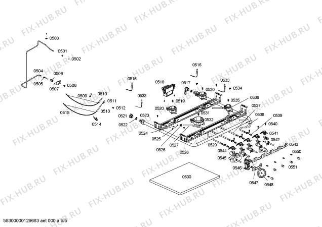 Взрыв-схема плиты (духовки) Bosch HSG16K30SC - Схема узла 05