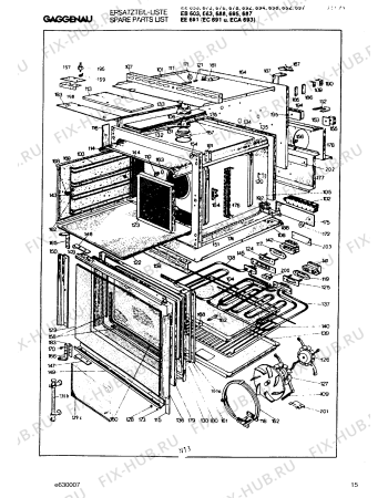 Взрыв-схема плиты (духовки) Gaggenau EE676524 - Схема узла 15