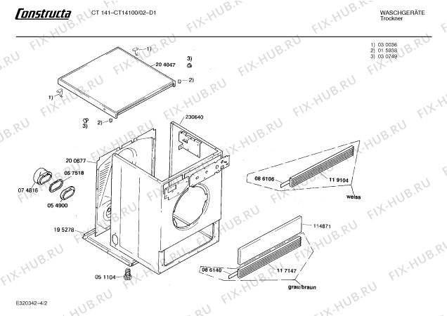 Взрыв-схема сушильной машины Constructa CT14100 CT 141 - Схема узла 02