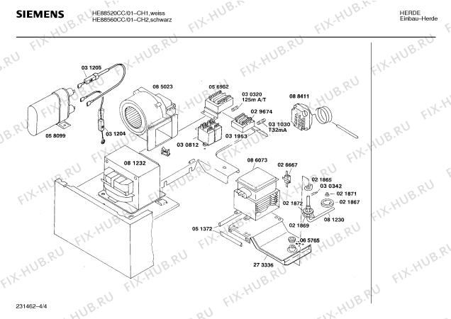 Взрыв-схема плиты (духовки) Siemens HE88560CC - Схема узла 04