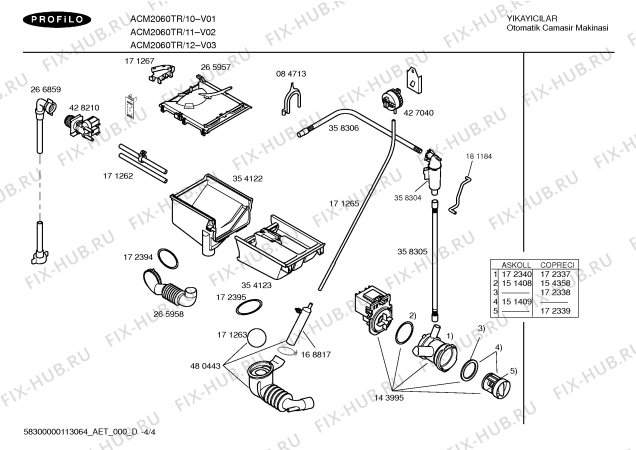 Схема №4 ACM2060TR с изображением Инструкция по эксплуатации для стиральной машины Bosch 00693175