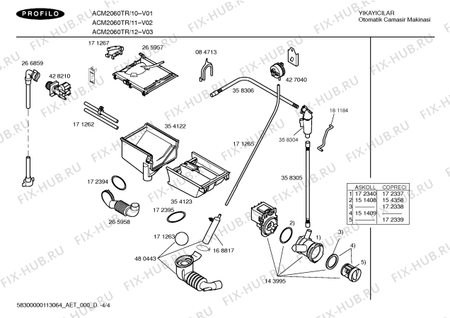 Схема №4 ACM2100TR Profilo ACM2100 с изображением Ручка для стиральной машины Bosch 00494667