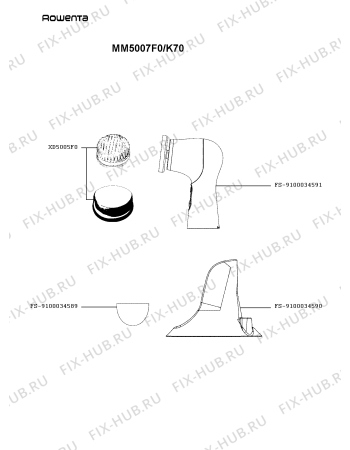 Схема №1 MM5007F0/K70 с изображением Всякое для массажера Rowenta FS-9100034591