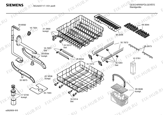 Взрыв-схема посудомоечной машины Siemens SE24237 - Схема узла 06