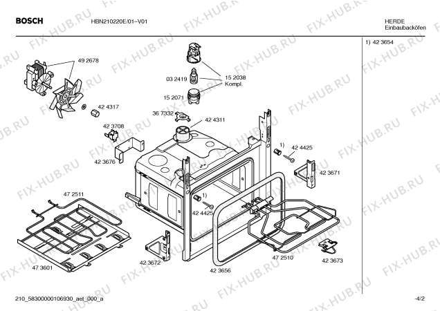 Схема №1 HBN210220E с изображением Инструкция по эксплуатации для плиты (духовки) Bosch 00594854