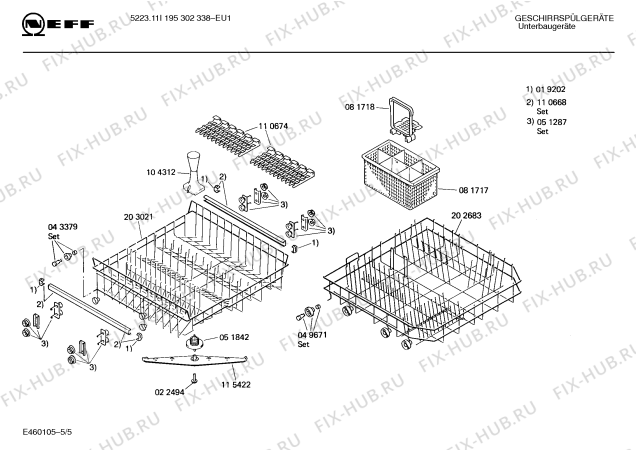 Взрыв-схема посудомоечной машины Neff 195302338 5223.11I - Схема узла 05