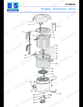 Схема №1 PMC 110 PASTAMORE с изображением Рукоятка для электропароварки DELONGHI 5317101000