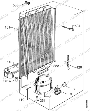 Взрыв-схема холодильника Zanussi ZFC240C - Схема узла Cooling system 017