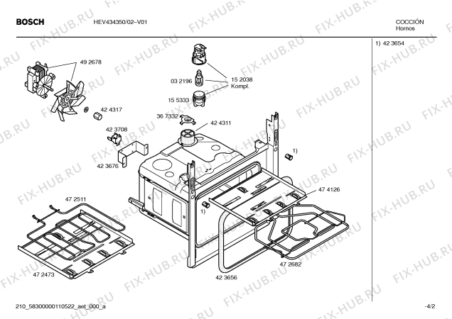 Схема №2 HEV230250 с изображением Инструкция по установке/монтажу для электропечи Bosch 00593436