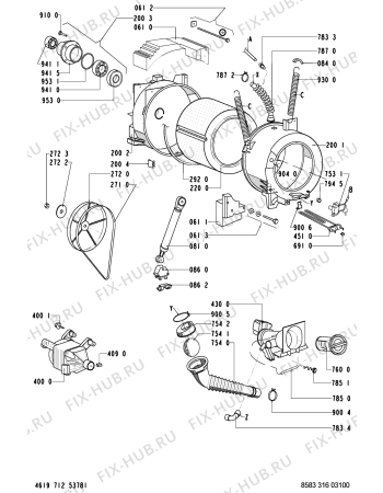 Схема №1 WA 4350/1-DK с изображением Скрепление для стиралки Whirlpool 481229088057