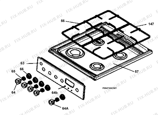 Взрыв-схема плиты (духовки) Electrolux EKG513100X - Схема узла Section 4