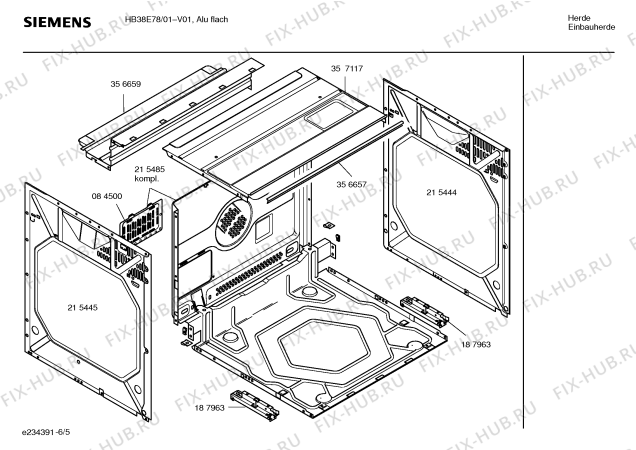 Взрыв-схема плиты (духовки) Siemens HB38E78 - Схема узла 05