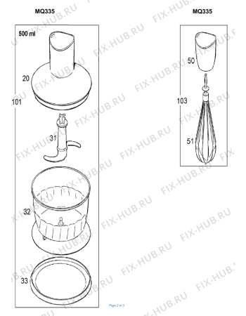 Взрыв-схема блендера (миксера) BRAUN 4162-MQ335 SAUCE HB BRAUN WHGY KR - Схема узла 2