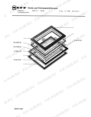 Взрыв-схема плиты (духовки) Neff 1313253401 1057/311LRCDM - Схема узла 04