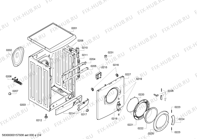 Взрыв-схема стиральной машины Bosch WAE16177IT - Схема узла 02