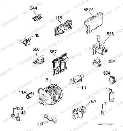 Взрыв-схема посудомоечной машины Electrolux ESL68071R - Схема узла Electrical equipment 268