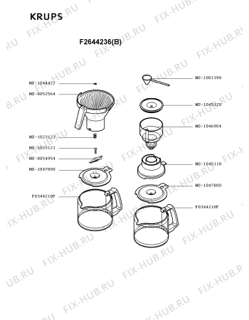 Взрыв-схема кофеварки (кофемашины) Krups F2644236(B) - Схема узла UP001597.8P2