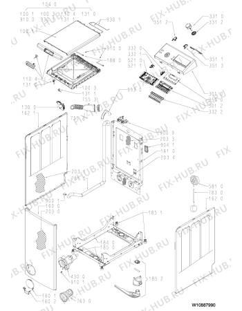 Схема №2 WP12TB27HK с изображением Отгораживание для стиралки Whirlpool 481010810262