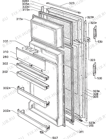 Взрыв-схема холодильника Castor CFP623 - Схема узла Door 003