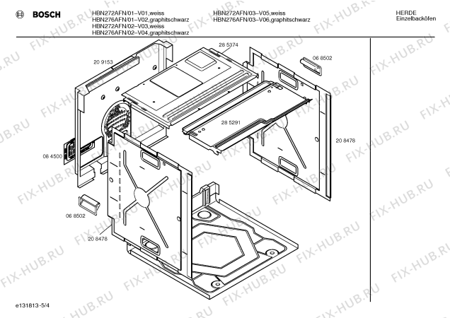 Взрыв-схема плиты (духовки) Bosch HBN276AFN - Схема узла 04