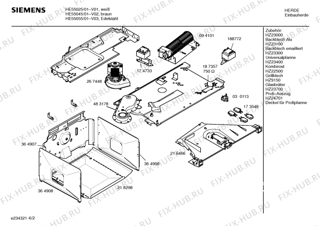 Взрыв-схема плиты (духовки) Siemens HE55025 - Схема узла 02