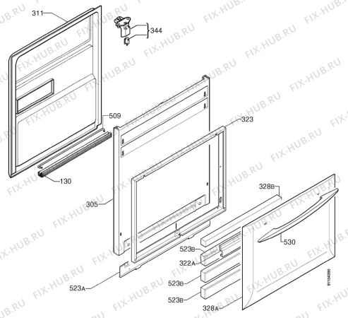Взрыв-схема посудомоечной машины Rex ISX763 - Схема узла Door 003