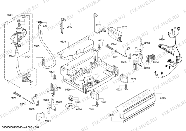 Схема №5 SMS53N02EU с изображением Передняя панель для электропосудомоечной машины Bosch 00679004